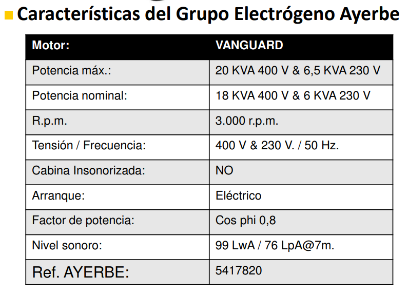 GENERADOR GASOLINA AYERBE 20000 V TX ARRANQUE ELECTRICO - Imagen 3
