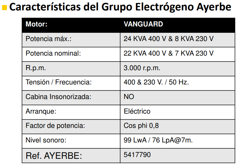 GENERADOR GASOLINA AYERBE 24000 V TX ARRANQUE ELECTRICO - Imagen 3