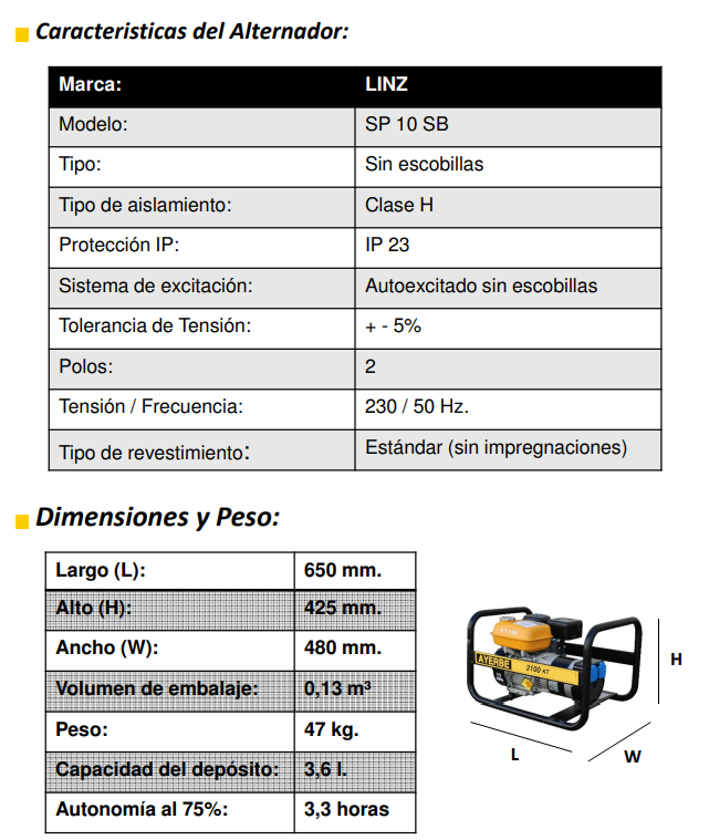 GENERADOR AYERBE 3100 MN KIOTSU KT-168 - Imagen 6