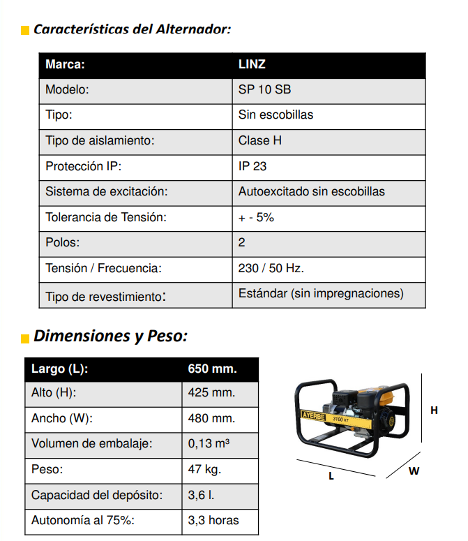 GENERADOR AYERBE 3100 MN A/E KIOTSU KT-168 - Imagen 6