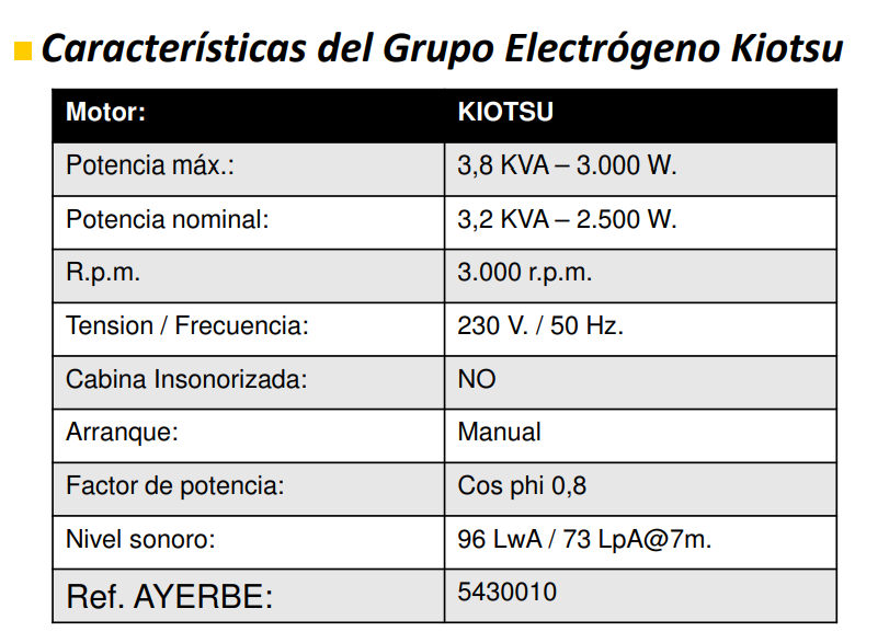 GENERADOR AYERBE 3800 MN KIOTSU - Imagen 5