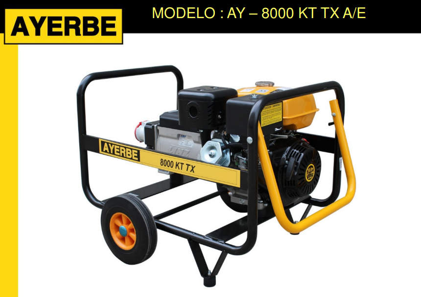 GENERADOR GASOLINA AYERBE 8000 KIOTSU TX ARRANQUE ELECTRICO - Imagen 2