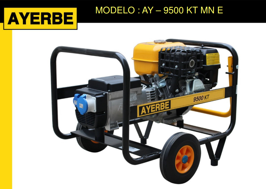 GENERADOR GASOLINA AYERBE 9500 KIOTSU MN ARRANQUE ELECTRICO - Imagen 2