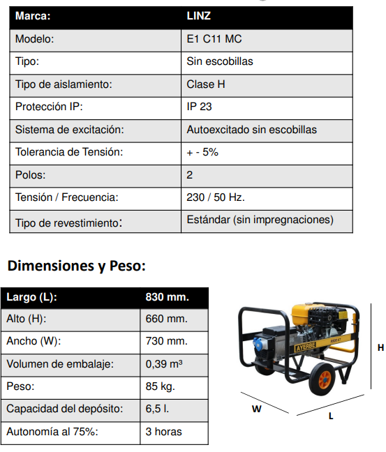 GENERADOR GASOLINA AYERBE 9500 KIOTSU MN ARRANQUE ELECTRICO - Imagen 6