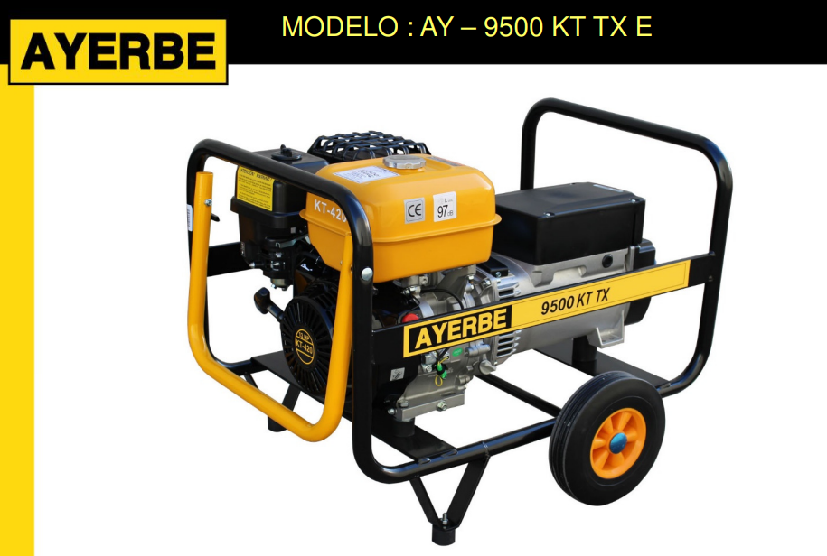 GENERADOR GASOLINA AYERBE 9500 KIOTSU TX ARRANQUE ELECTRICO - Imagen 3