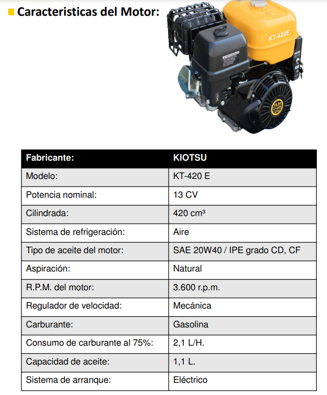 GENERADOR GASOLINA AYERBE 9500 KIOTSU TX ARRANQUE ELECTRICO - Imagen 6