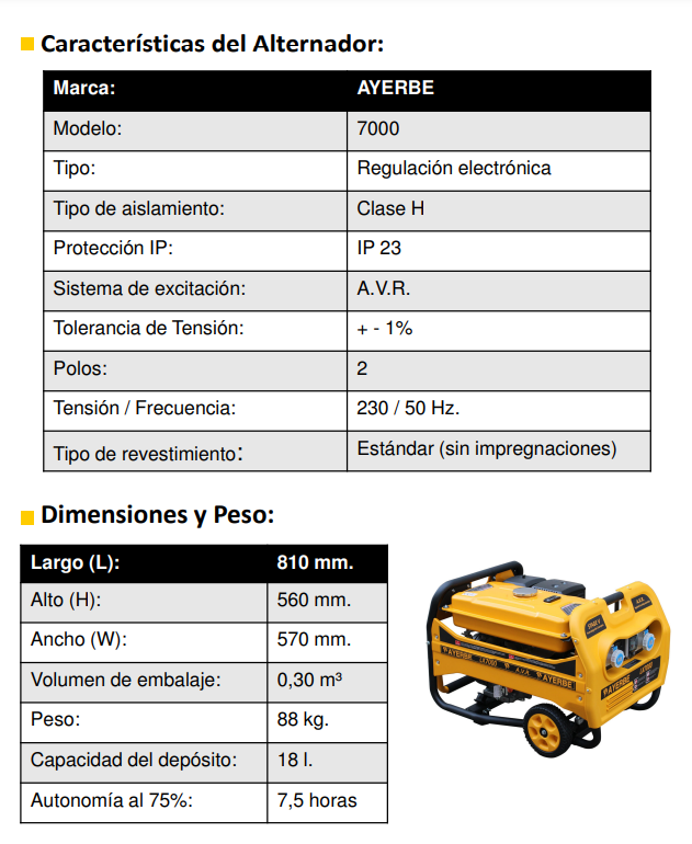 GENERADOR GASOLINA AYERBE LX7000 - Imagen 5