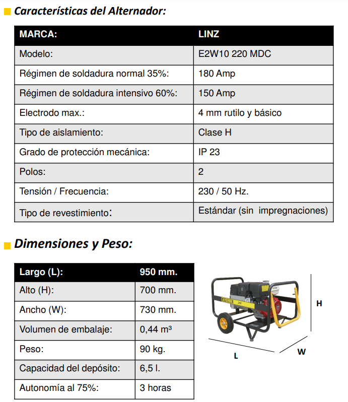GRUPOS ELECTRÓGENOS Y MOTOSOLDADURAS - AYERBE 245 H – CC - Imagen 6