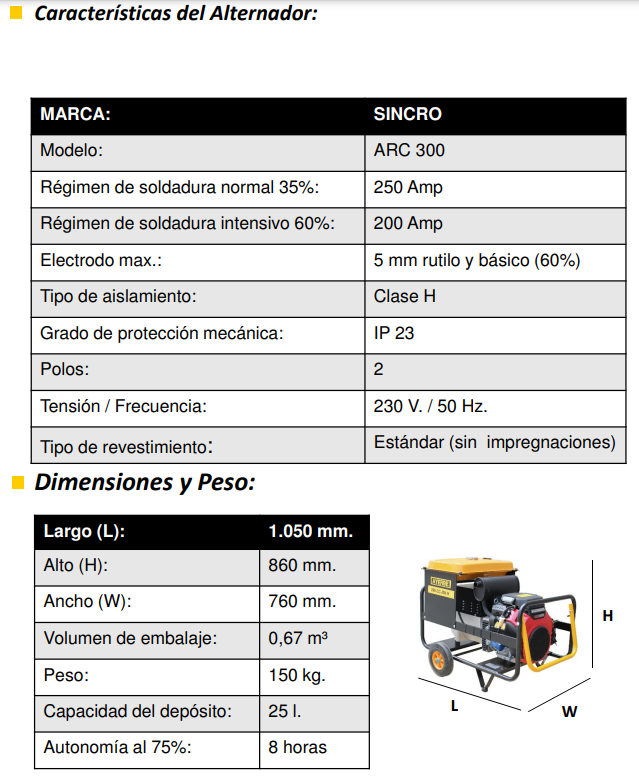 GRUPOS ELECTRÓGENOS Y MOTOSOLDADURAS - AYERBE 290 H – CC – MN - Imagen 5
