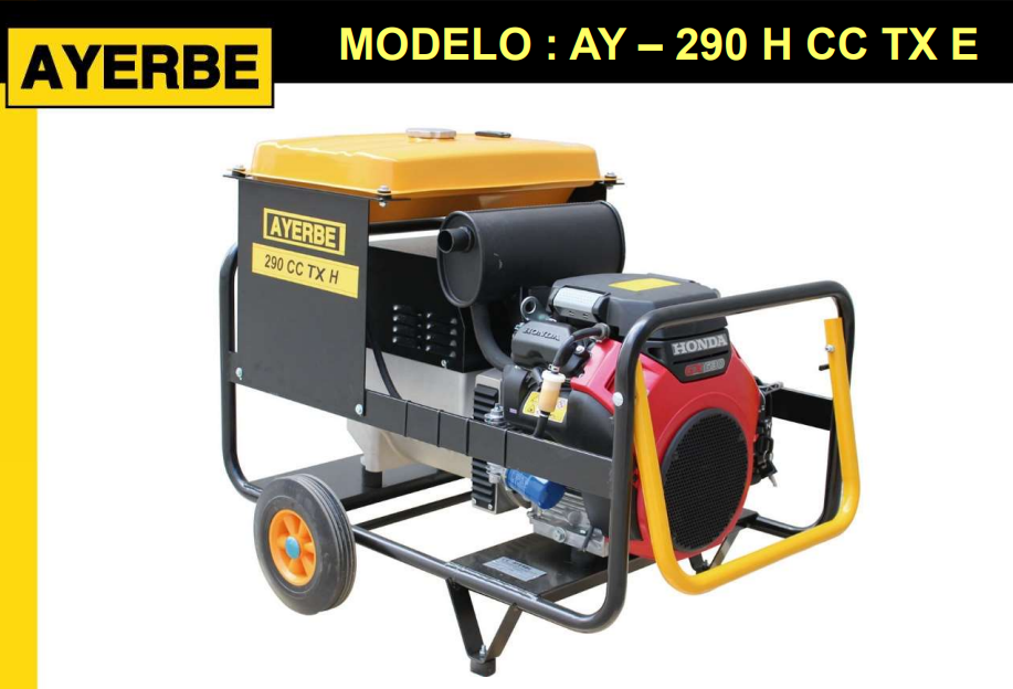 GRUPOS ELECTRÓGENOS Y MOTOSOLDADURAS - AYERBE 290 H – CC – TX - Imagen 2