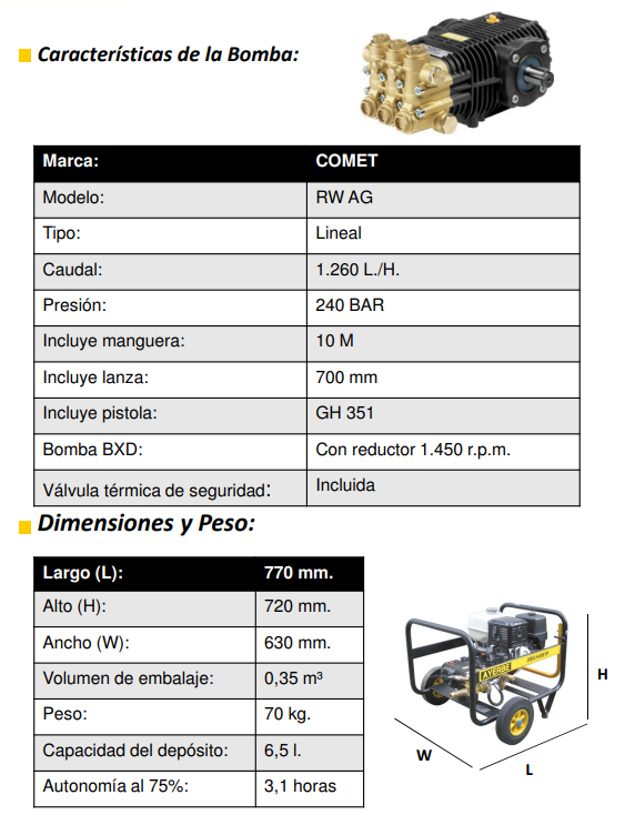 HIDROLIMPIADORAS ALTA PRESIÓN - AYERBE 240/4 H RW AG HIDROLIMPIADORA - Imagen 5