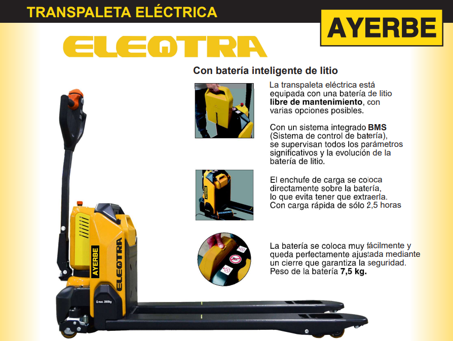 MANUTENCIÓN - TRANSPALETA ELECTRICA ELEQTRA 540 x 1150 – 2000 kg. - Imagen 3