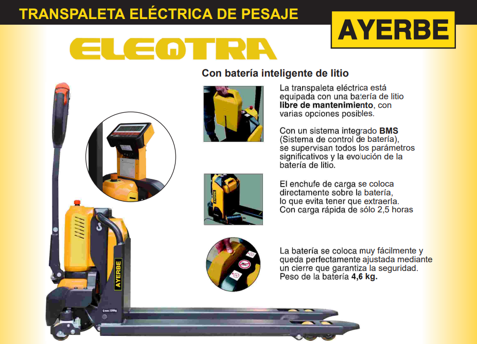 MANUTENCIÓN - TRANSPALETA ELEQTRA DE PESAJE 562 x 1150 – 1500 kg - Imagen 4