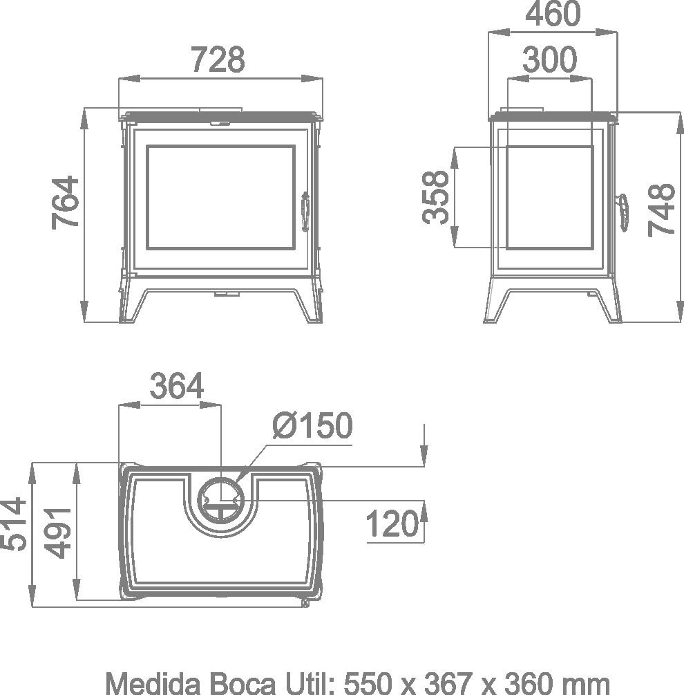 ESTUFA DE LEÑA FUNDICIÓN LATERALES EN CRISTAL BRONPI MODELO BURY-14 KW - Imagen 6