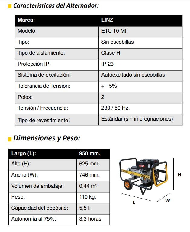 GRUPOS ELECTROGENOS 3000 R.P.M. DIESEL - AYERBE 6000 D - Imagen 5