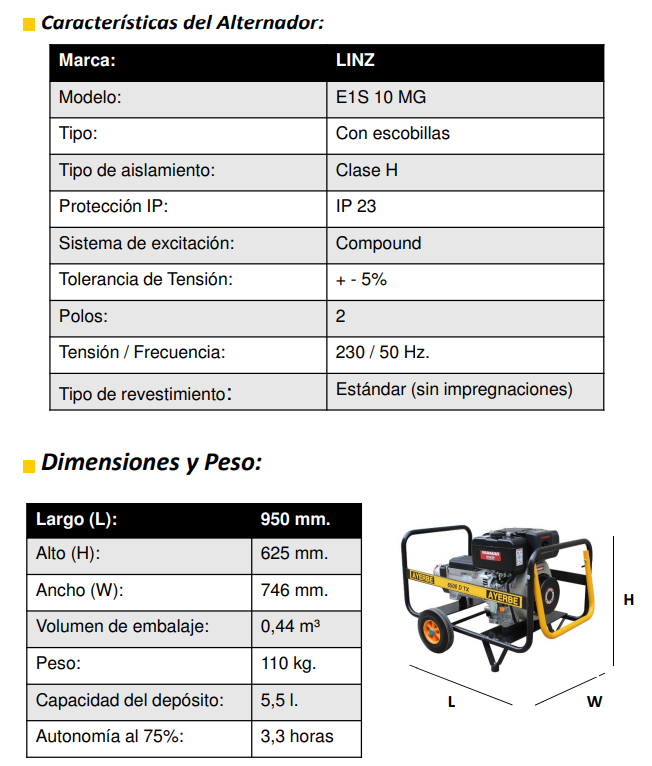 GRUPOS ELECTROGENOS 3000 R.P.M. DIESEL - AYERBE 6500 TX - Imagen 5