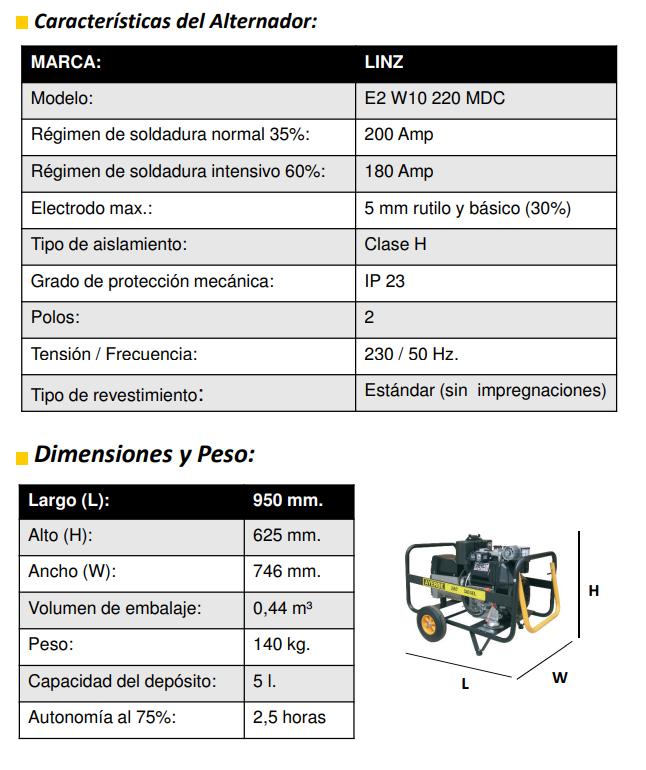 GRUPOS ELECTRÓGENOS Y MOTOSOLDADURAS - AYERBE 280 DC - Imagen 6