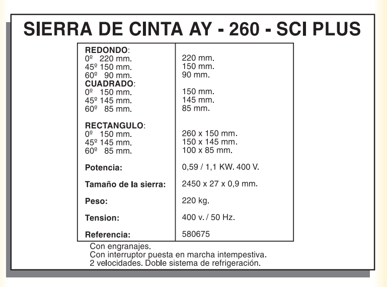 SIERRA DE CINTA AYERBE 260-SCI PLUS - Imagen 4