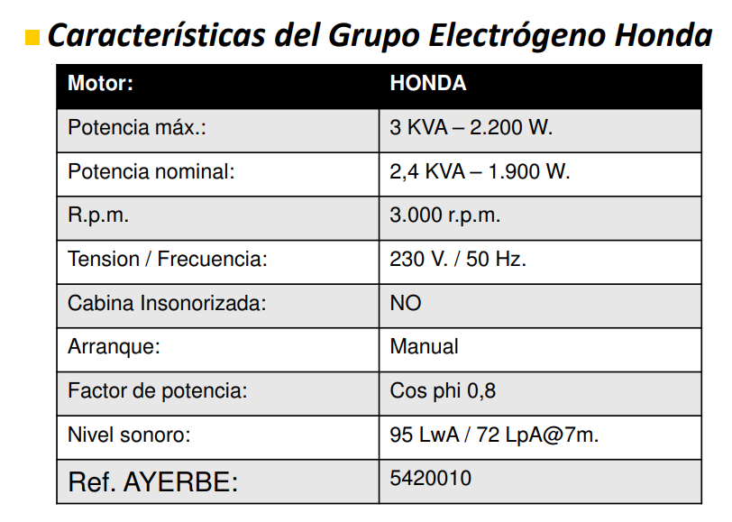 GRUPOS ELECTROGENOS 3000 r.p.m. GASOLINA - AYERBE 3000 – H – MN (GX) - Imagen 3