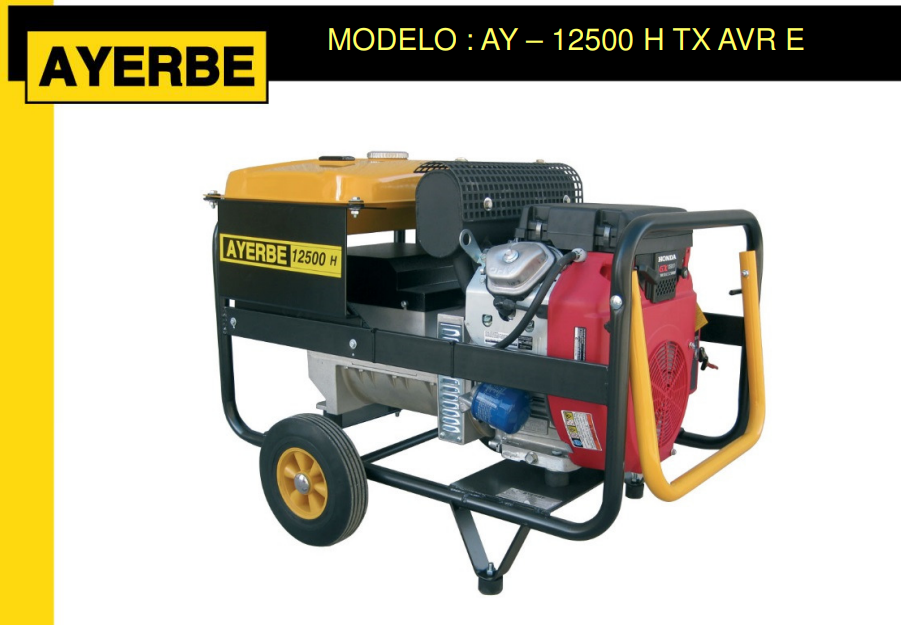 GRUPOS ELECTROGENOS 3000 r.p.m. GASOLINA - AYERBE – 12500 TX AVR E - Imagen 2
