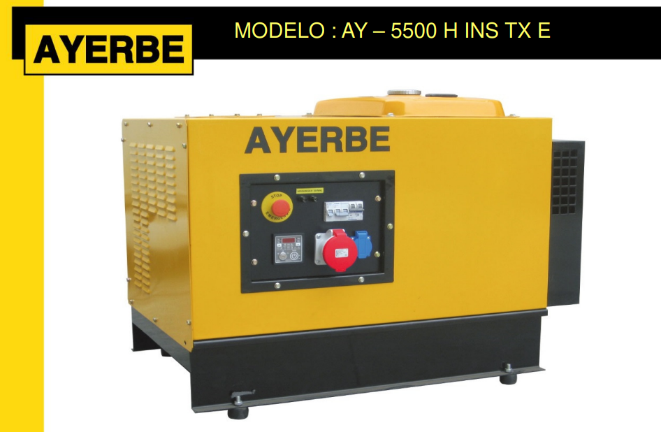 GRUPOS ELECTROGENOS 3000 r.p.m. GASOLINA - AYERBE 5500 H TX INS E - Imagen 2