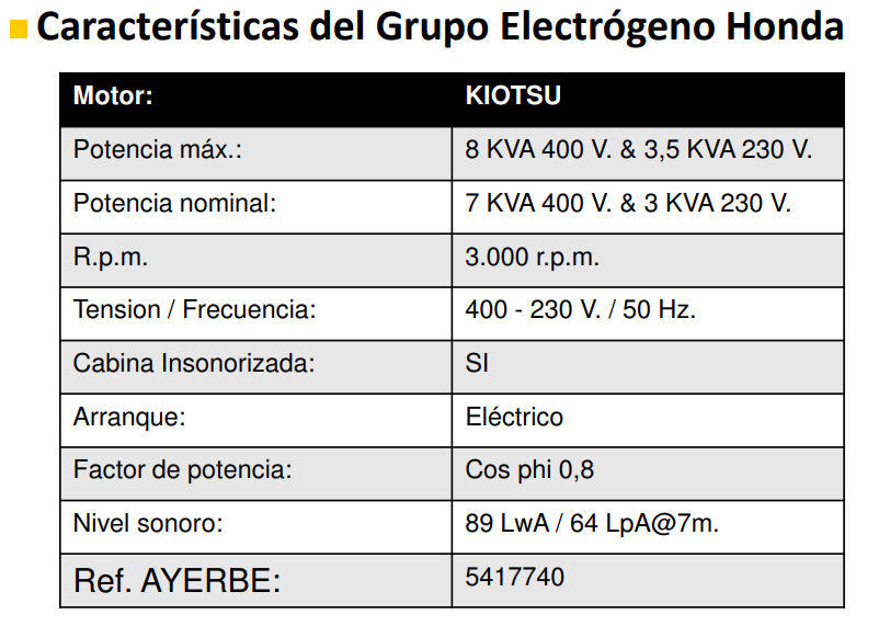 GRUPOS ELECTROGENOS 3000 r.p.m. GASOLINA - AYERBE 8000 H TX INS E - Imagen 3