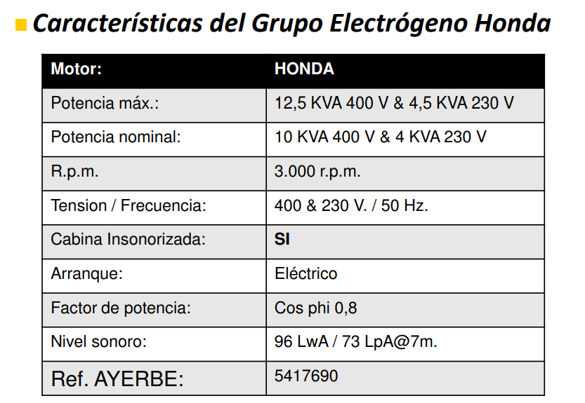 GRUPOS ELECTROGENOS 3000 r.p.m. GASOLINA - AYERBE 13000 H TX INS E - Imagen 3