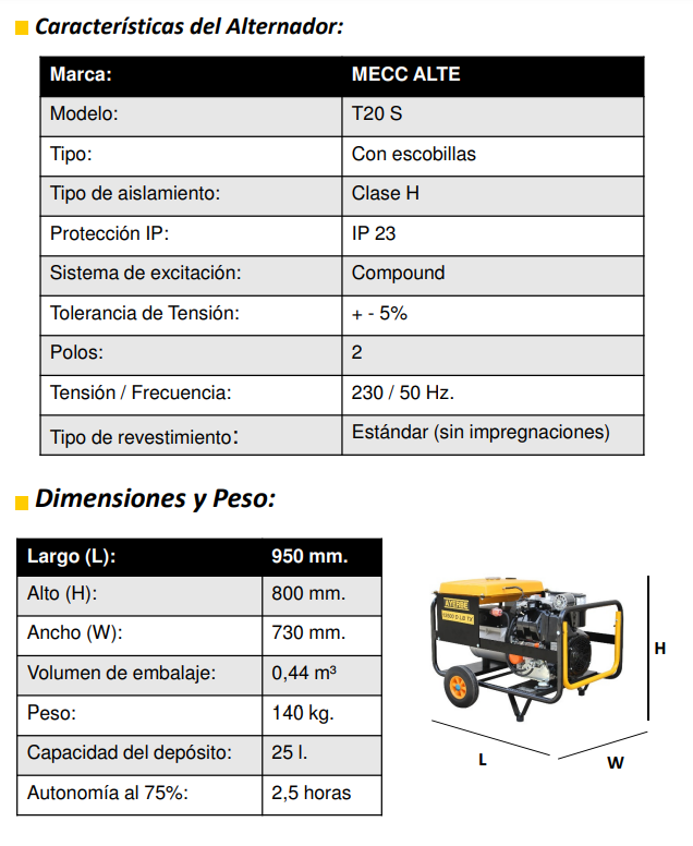 GRUPOS ELECTROGENOS 3000 R.P.M. DIESEL - AYERBE 12500 D LB TX E - Imagen 5