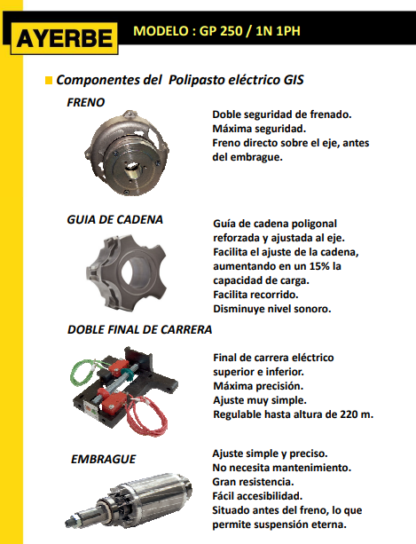 ELEVACIÓN - Polipasto GP 250/1 N 1PH - Imagen 3