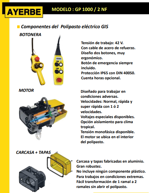ELEVACIÓN - Polipasto GP1000 / 2 N - Imagen 4