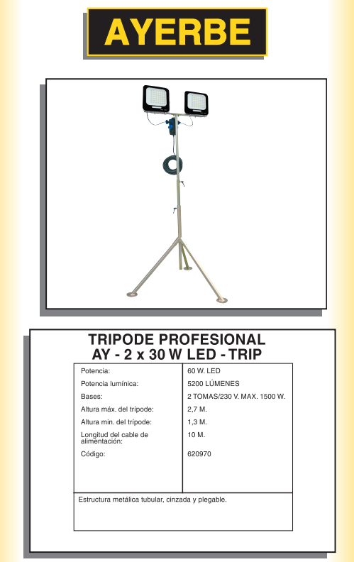 FOCOS LED Y TRÍPODES - AY – 2 x 30 W LED – TRIP - Imagen 2
