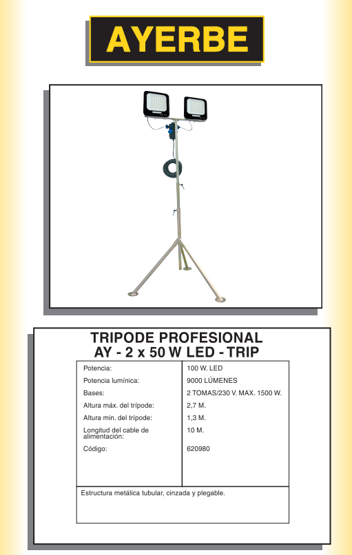 FOCOS LED Y TRÍPODES - AY-2 x 50 W LED – TRIP - Imagen 2