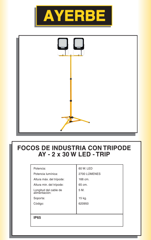 FOCOS LED Y TRÍPODES - AY- 2 x 30W LED – TRIP - Imagen 2