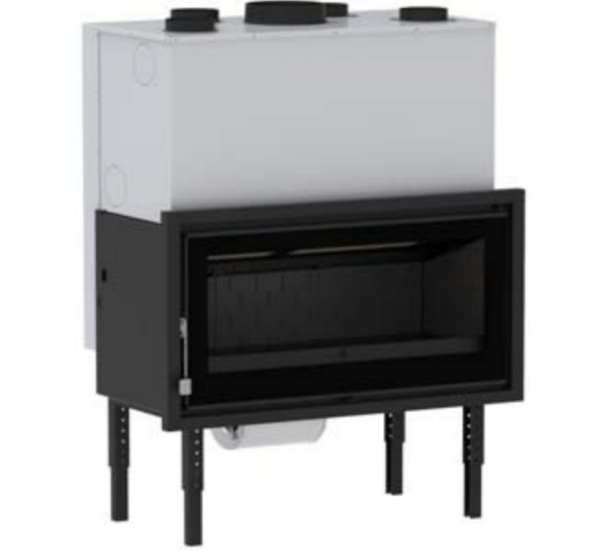 HOGAR DE LEÑA PANORÁMICO CON COMPANA Y CRISTAL SERIGRAFIADO FM MODELO IC-100 FKC