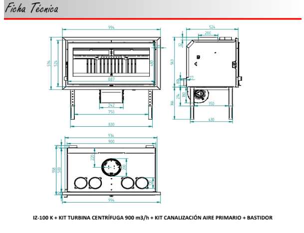 Insertable de Leña Panorámico Modelo IZ-100 FKC - Imagen 2