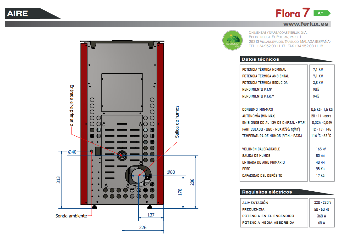 ESTUFA DE PELLETS FLORA 7 DE FERLUX - Imagen 5