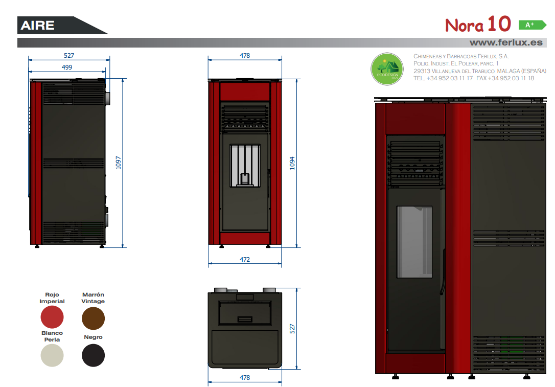 ESTUFA DE PELLETS NORA 10 DE FERLUX - Imagen 6