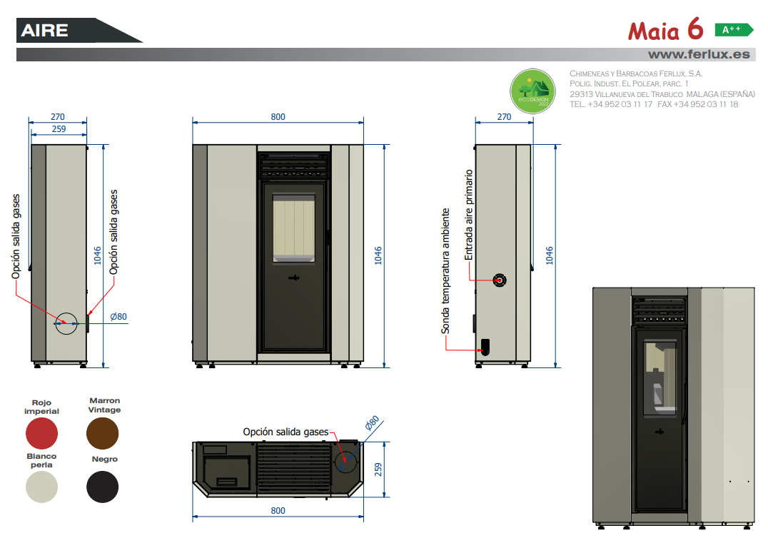 ESTUFA DE PELLETS MAIA 6 DE FERLUX - Imagen 6