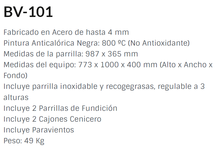BARBACOAS FR CARBÓN Y LEÑA MODELO BV-101 DE FM - Imagen 3