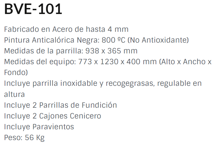 BARBACOAS FR CARBÓN Y LEÑA MODELO BVE-101 DE FM - Imagen 3