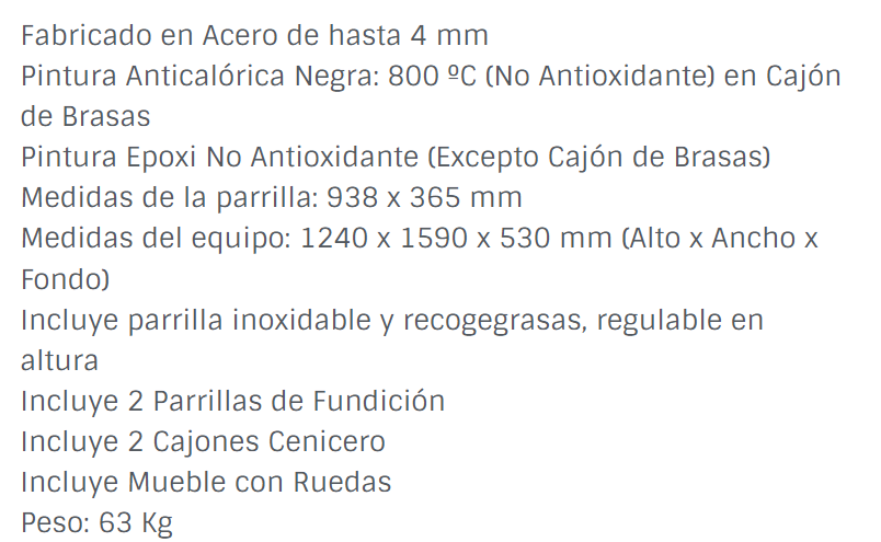 BARBACOAS FR CARBÓN Y LEÑA MODELO BVE-103 DE FM - Imagen 3