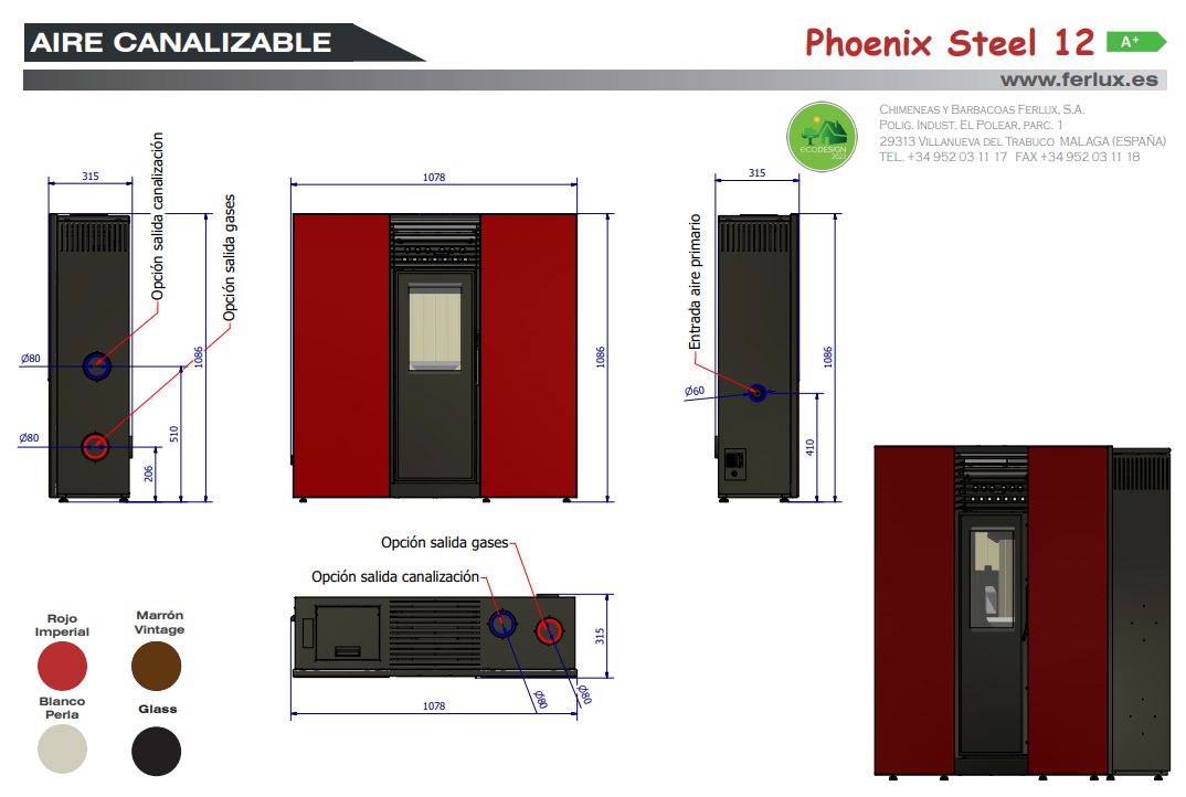 ESTUFA DE PELLETS PHOENIX STEEL 12 DE FERLUX - Imagen 3