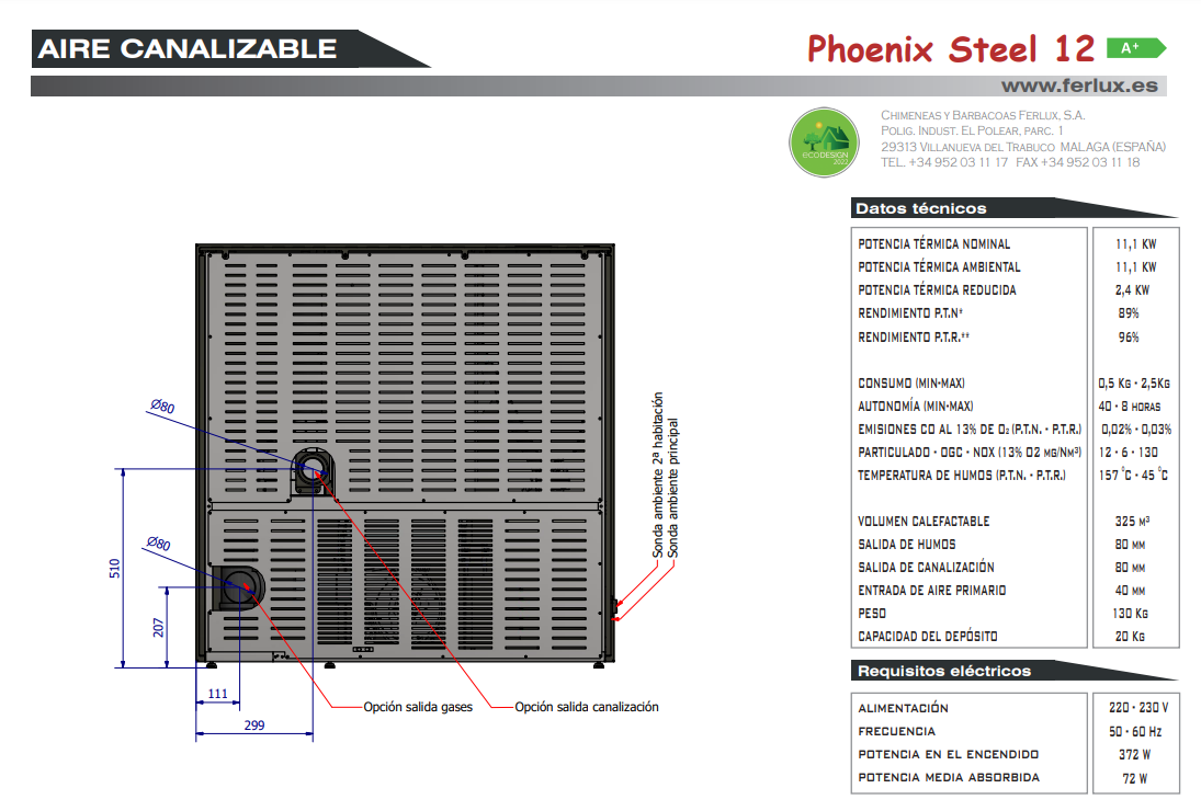 ESTUFA DE PELLETS PHOENIX STEEL 12 DE FERLUX - Imagen 4