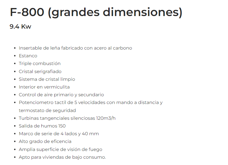 INSERTABLE MODELO F 800 DE FERLUX - Imagen 2