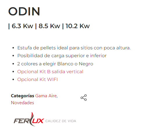 ESTUFA DE PELLET FERLUX 6KW MODELO ODIN - Imagen 3