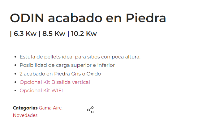 ESTUFA DE PELLET FERLUX 8KW MODELO ODIN PIEDRA - Imagen 3