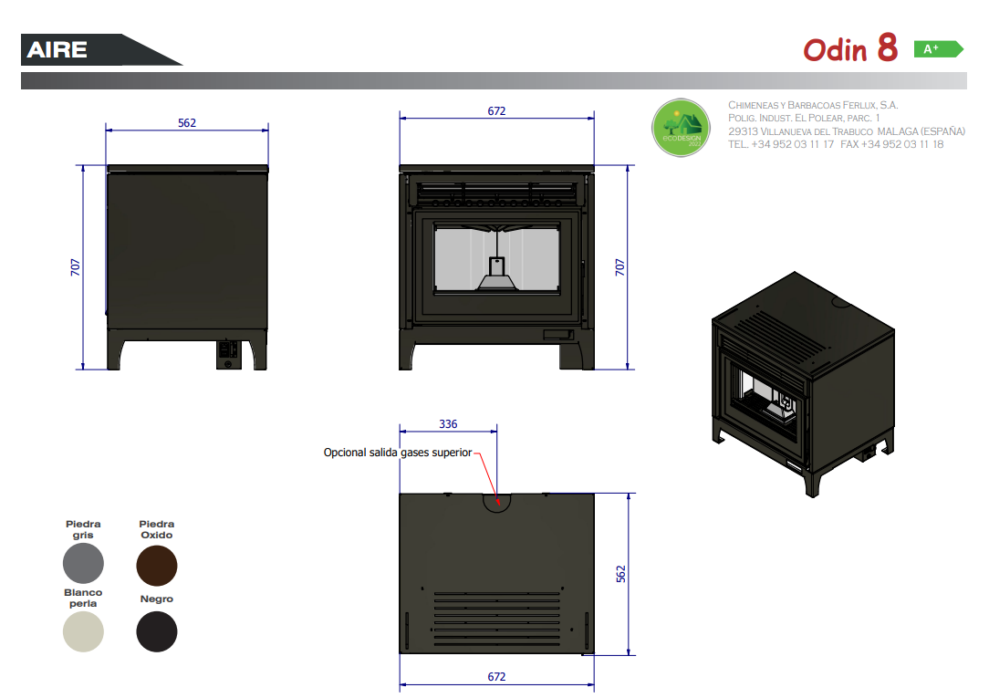 ESTUFA DE PELLET FERLUX 8KW MODELO ODIN PIEDRA - Imagen 4