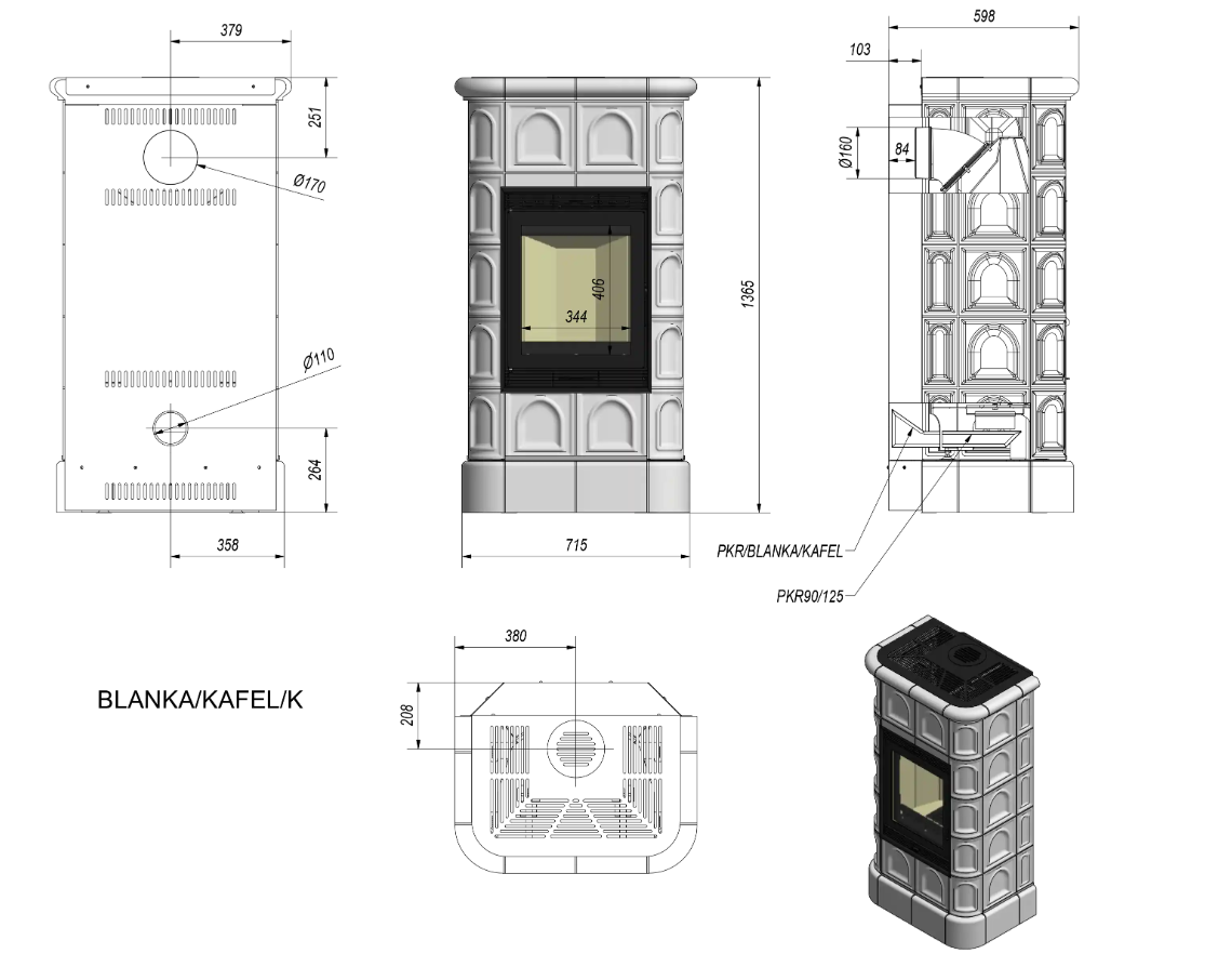 Chimenea de leña de acero KRATKI BLANKA 8 kW Ø 160 - Imagen 5