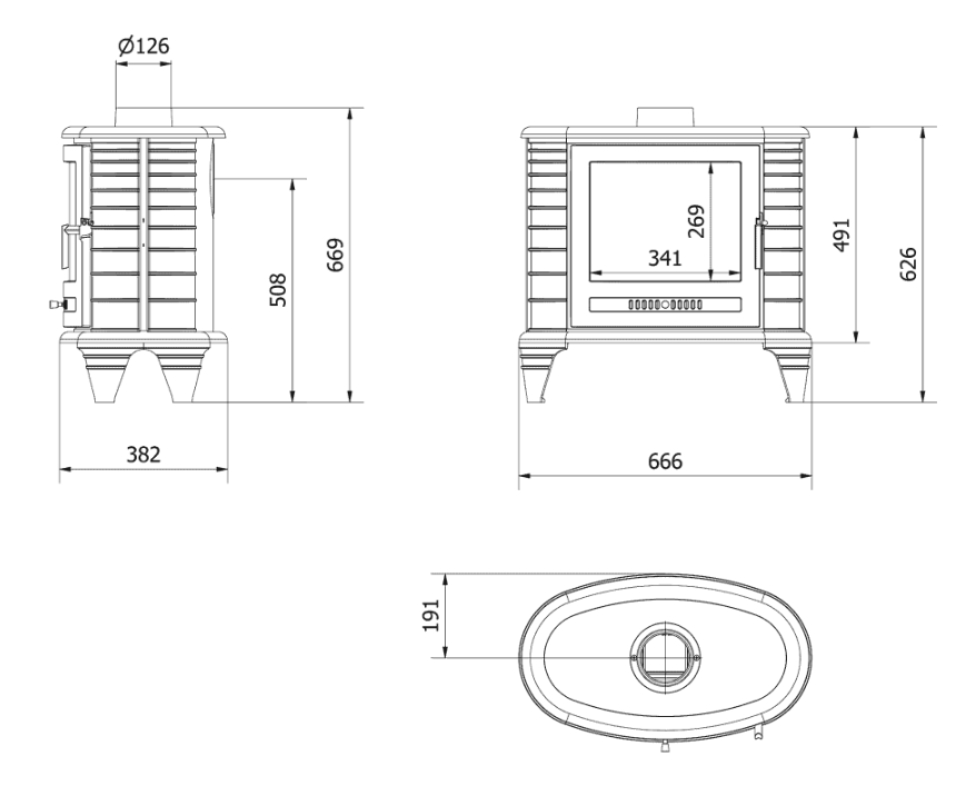 Estufa de leña de hierro fundido KRATKI K8 Turbofan Ø 130 9 kW - Imagen 6