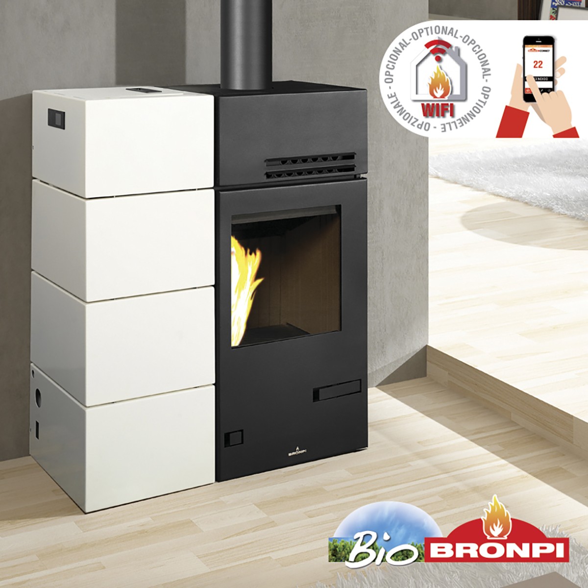 ESTUFA MIXTA PELLET Y LEÑA BRONPI MODELO CAROL MIXTA 10 KW
